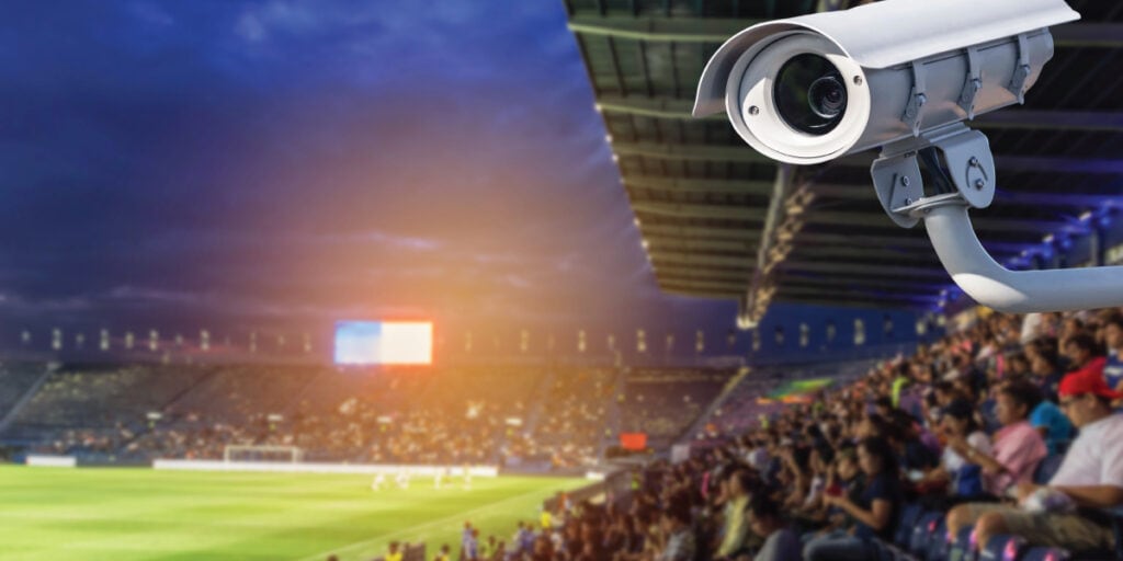 a camera providing a multimedia stream of a soccer match - with the use of Stadium PLTE with Nokia DAC - to allow guests to be immersed in high-quality 360° videos of the event